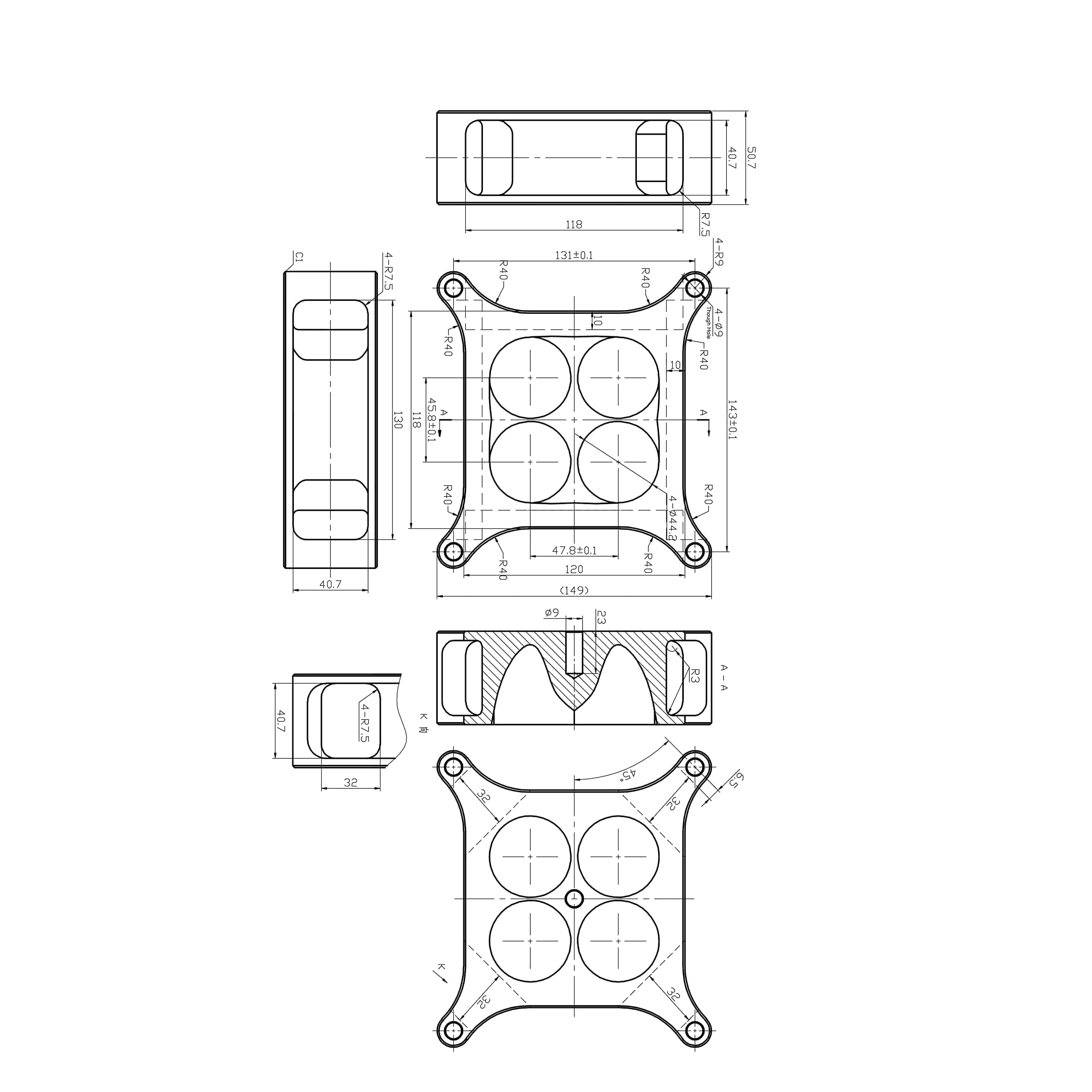 Espaciador de Carburador 4150 de Aluminio Anodizado Negro - Imagen 4