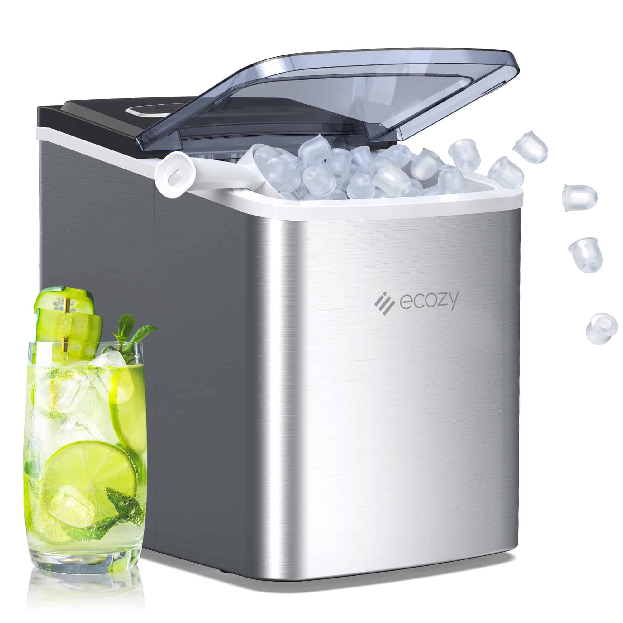 Máquina de Hielo Portátil ecozy, 9 Cubos Listos en 6