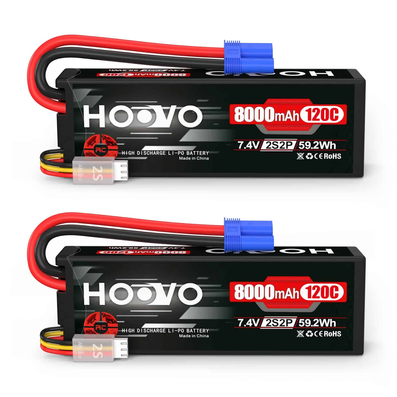 Batería de Lipo 2S HOOVO 7.4V 8000mAh 120C Batería de Coche