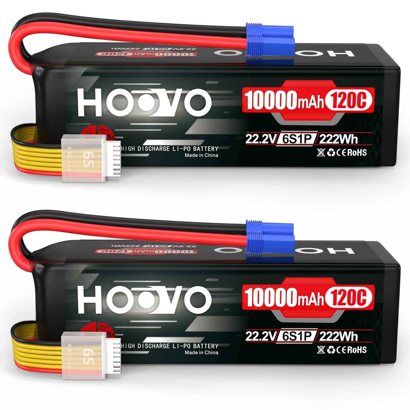 Batería Lipo HOOVO 6S 22.2V 10000mAh 120C con Enchufe EC5