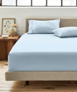 Sábana Ajustable King 100% Algodón Orgánico -Azul Invierno