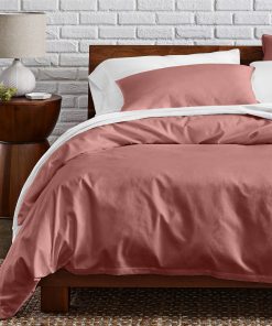 Juego de Funda de Edredón 100% algodón -Rosa Polvoriento