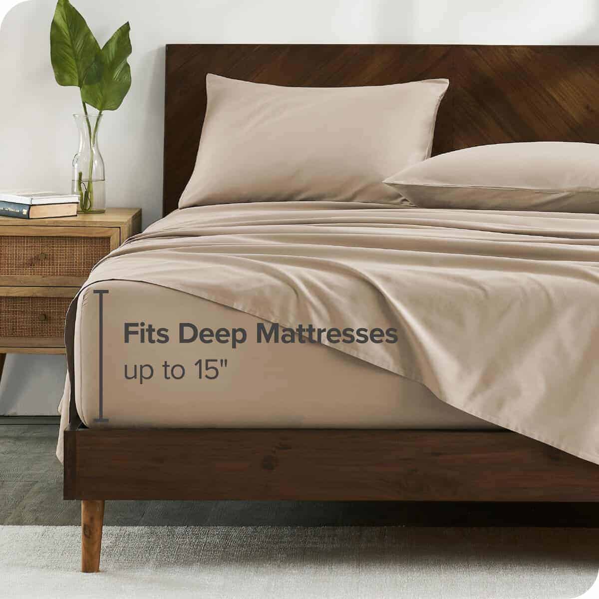 Juego de sábanas 100% algodón orgánico Bare -Beige Francés - Imagen 5