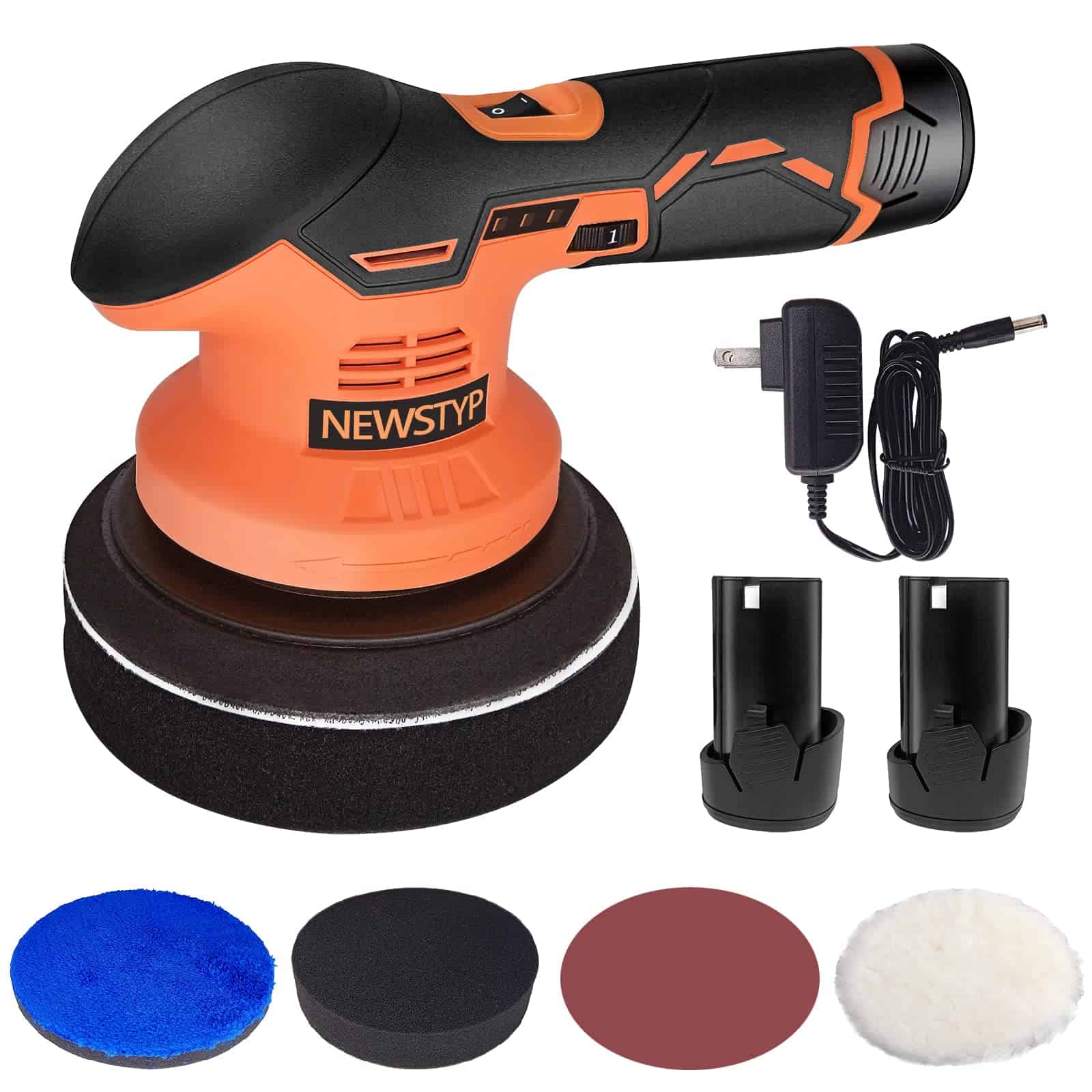 NEWSTYP Pulidor de Coche Inalámbrico de 6 Pulgadas con 2