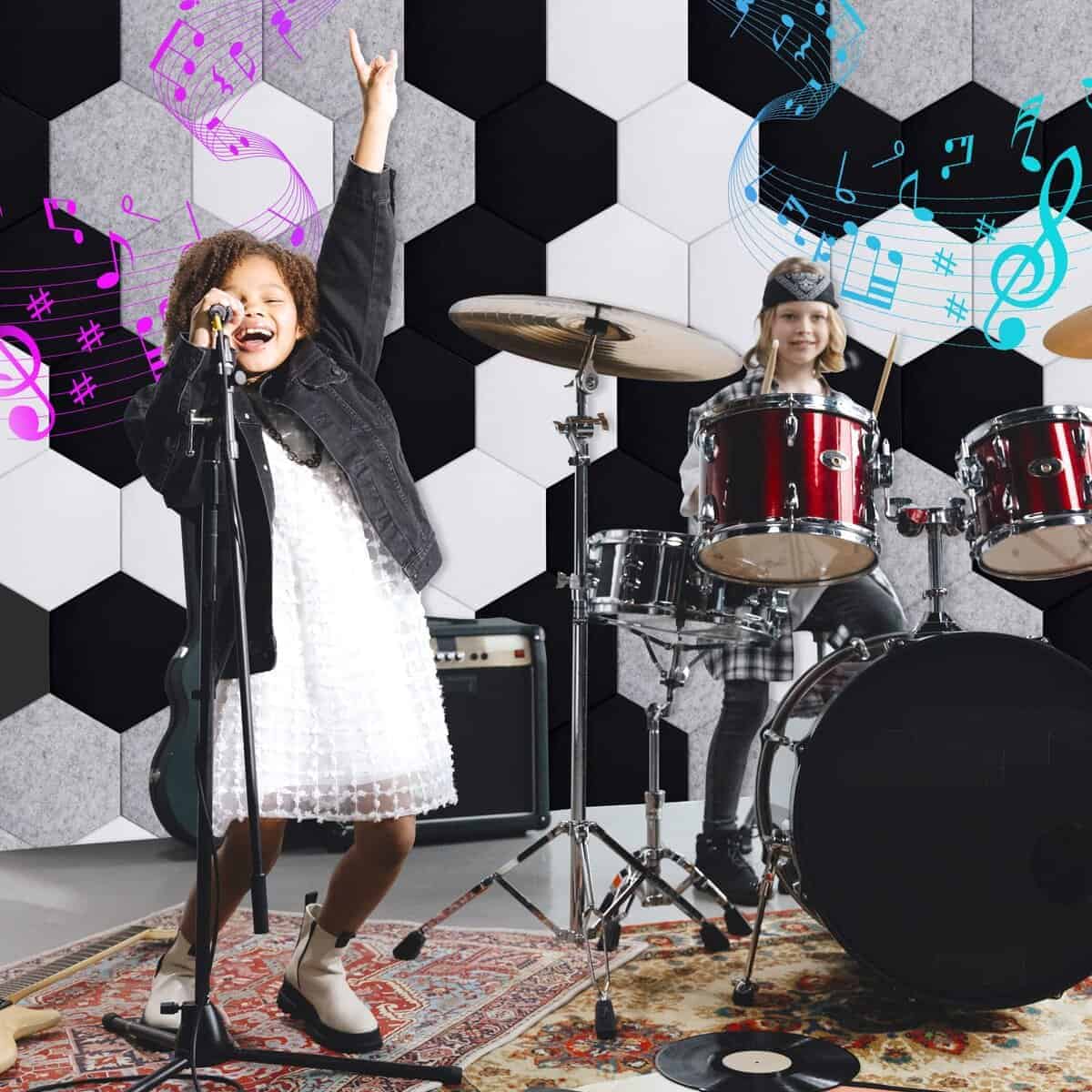 18 Pack Paneles Acústicos Hexagonales, 12" -io (Gris) - Imagen 7