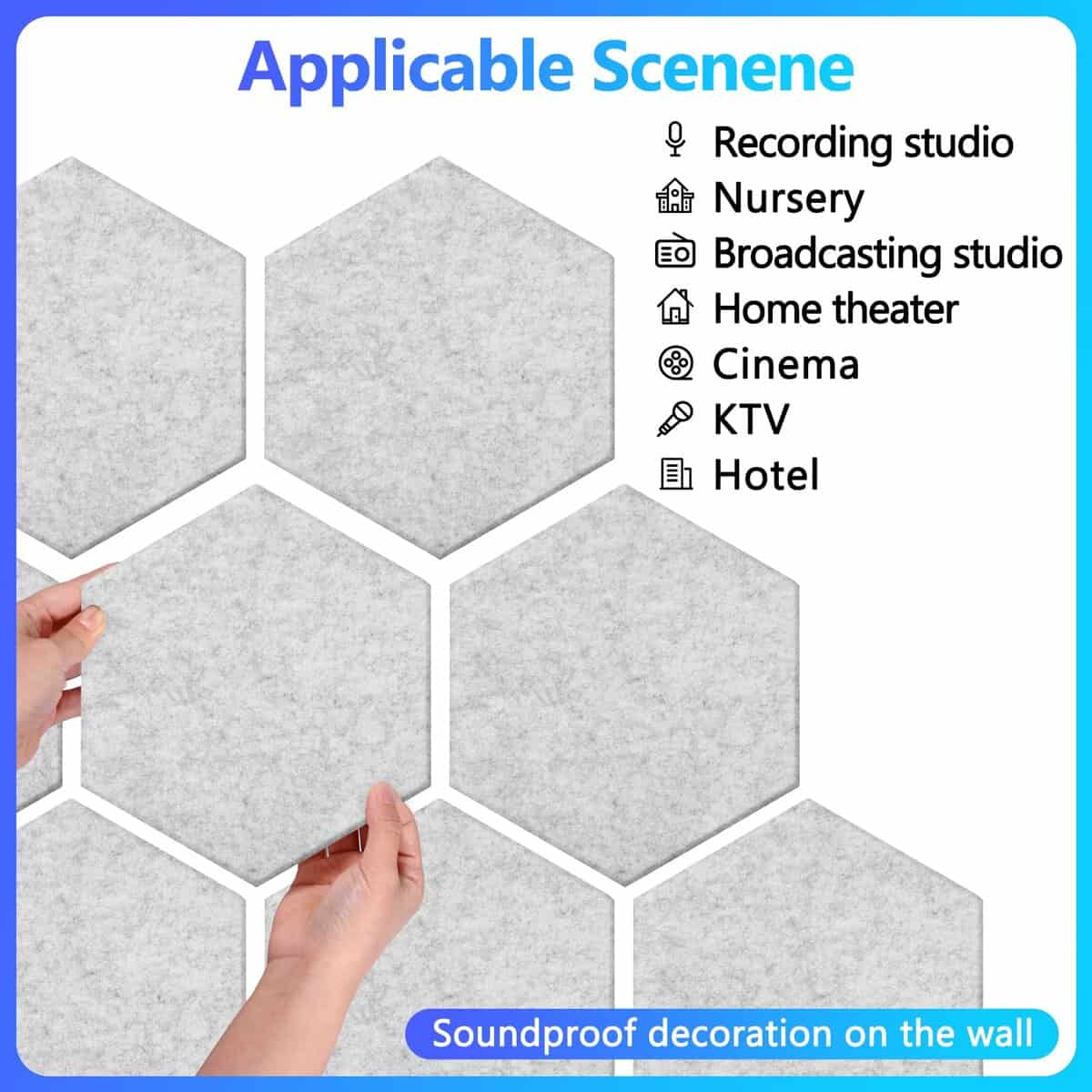 18 Pack Paneles Acústicos Hexagonales, 12" -io (Gris) - Imagen 8