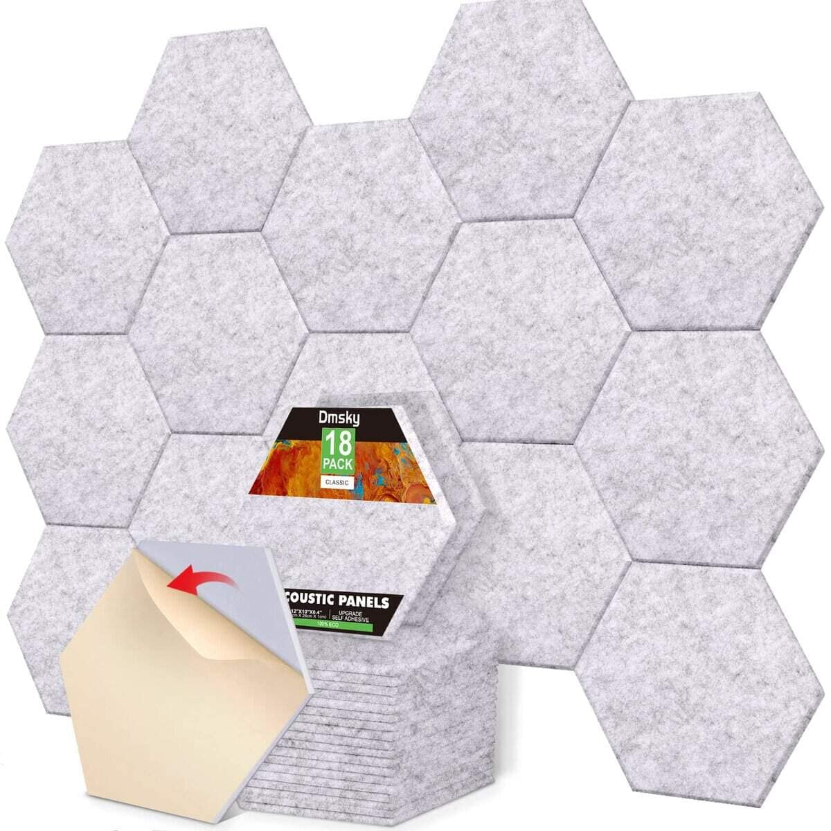 18 Pack Paneles Acústicos Hexagonales, 12" -io (Gris)