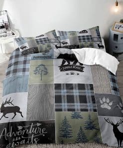 Juego de Cama 3 Piezas Oso Negro Ciervo, Funda de Edredón