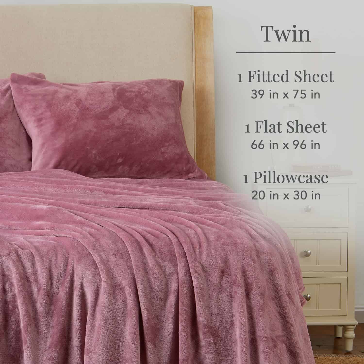 Juego de Sábanas de Micro Fleece Ultra Suave -Rosa - Imagen 3