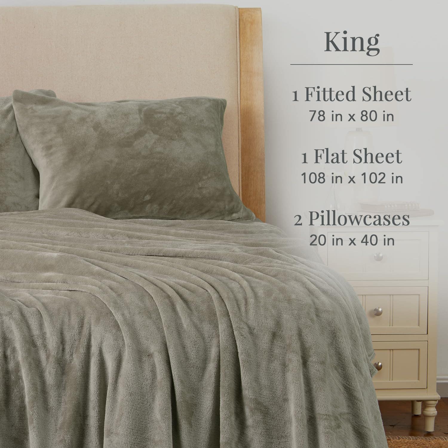 Juego de sábanas de microfelpa ultra suave -Gris Topo - Imagen 3