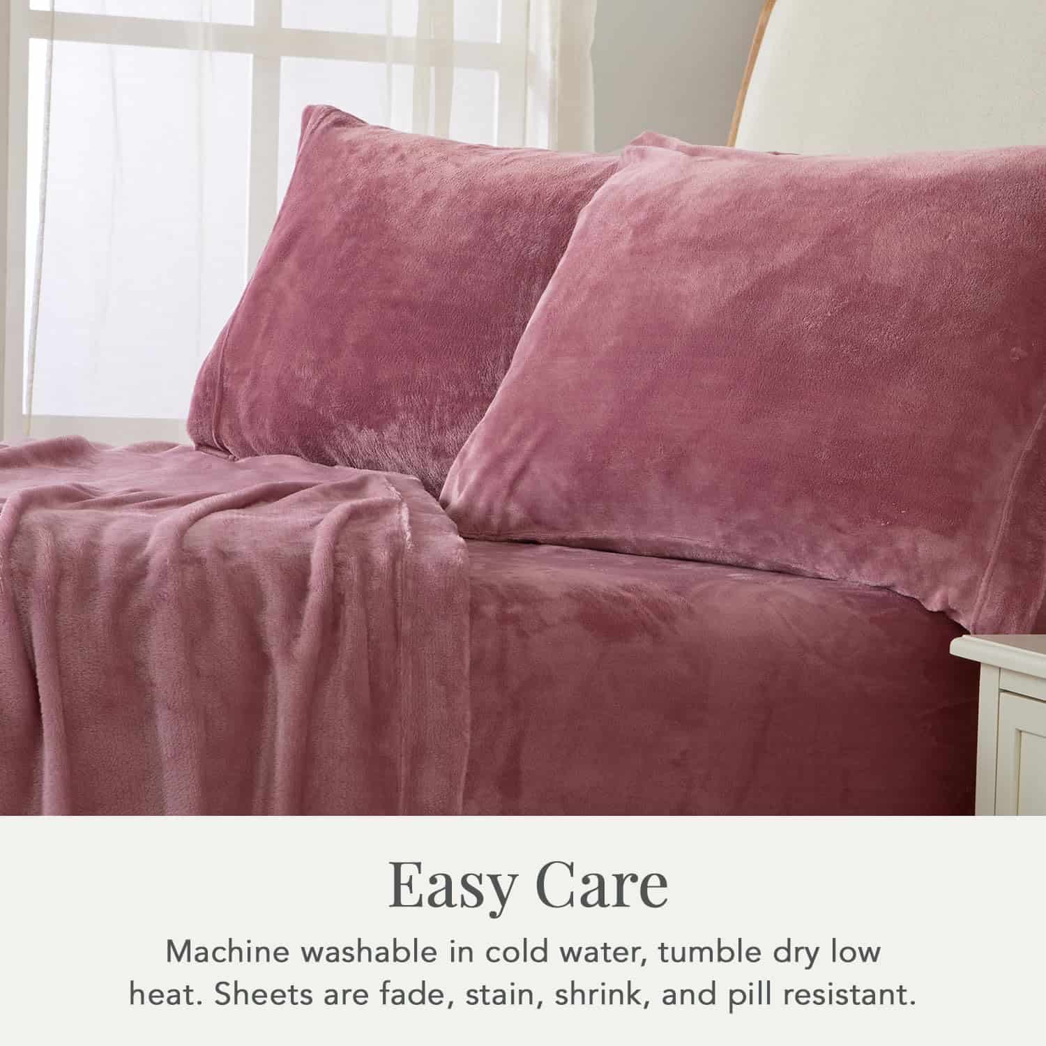 Juego de Sábanas de Micro Fleece Ultra Suave -Rosa - Imagen 7