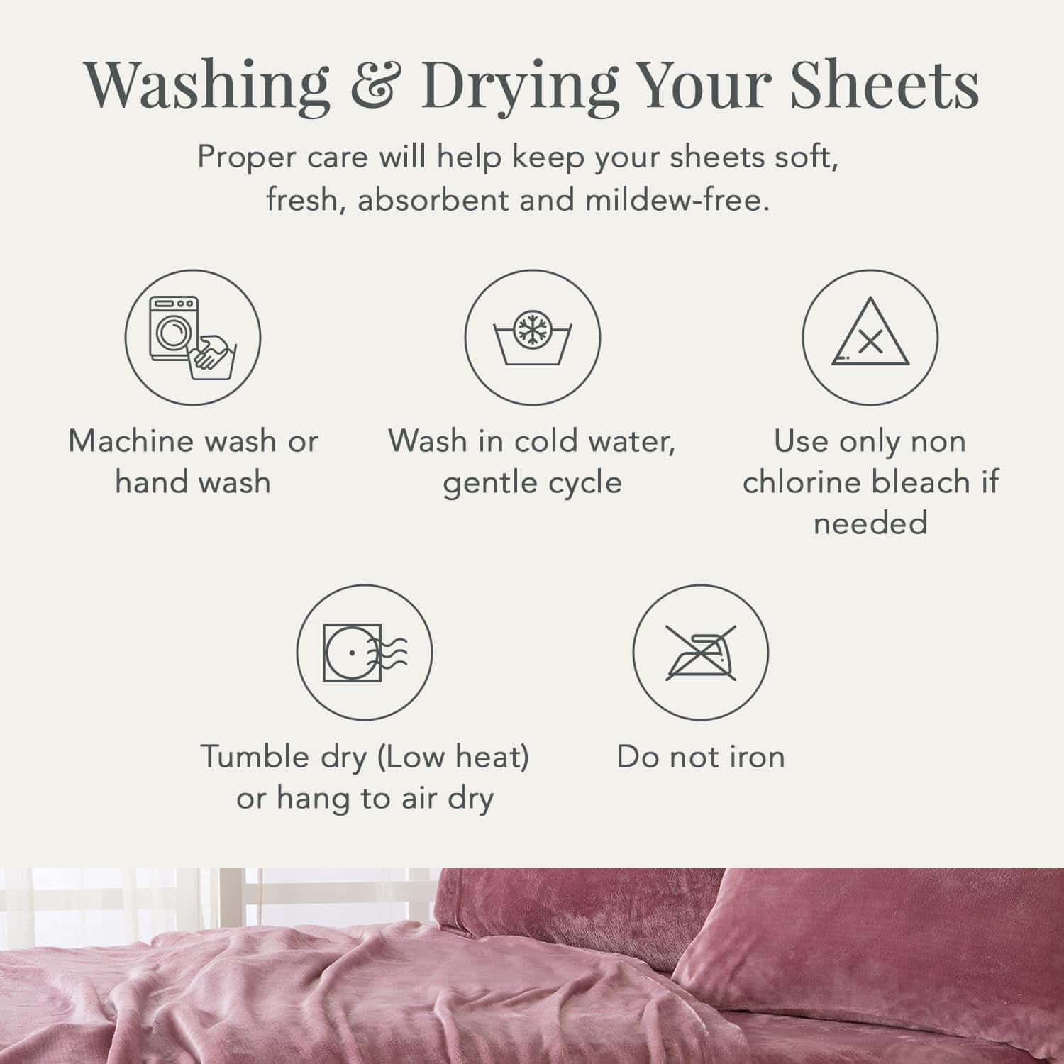 Juego de Sábanas de Micro Fleece Ultra Suave -Rosa - Imagen 8