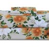 Juego de sábanas de 300 hilos de algodón -Naranja Floral
