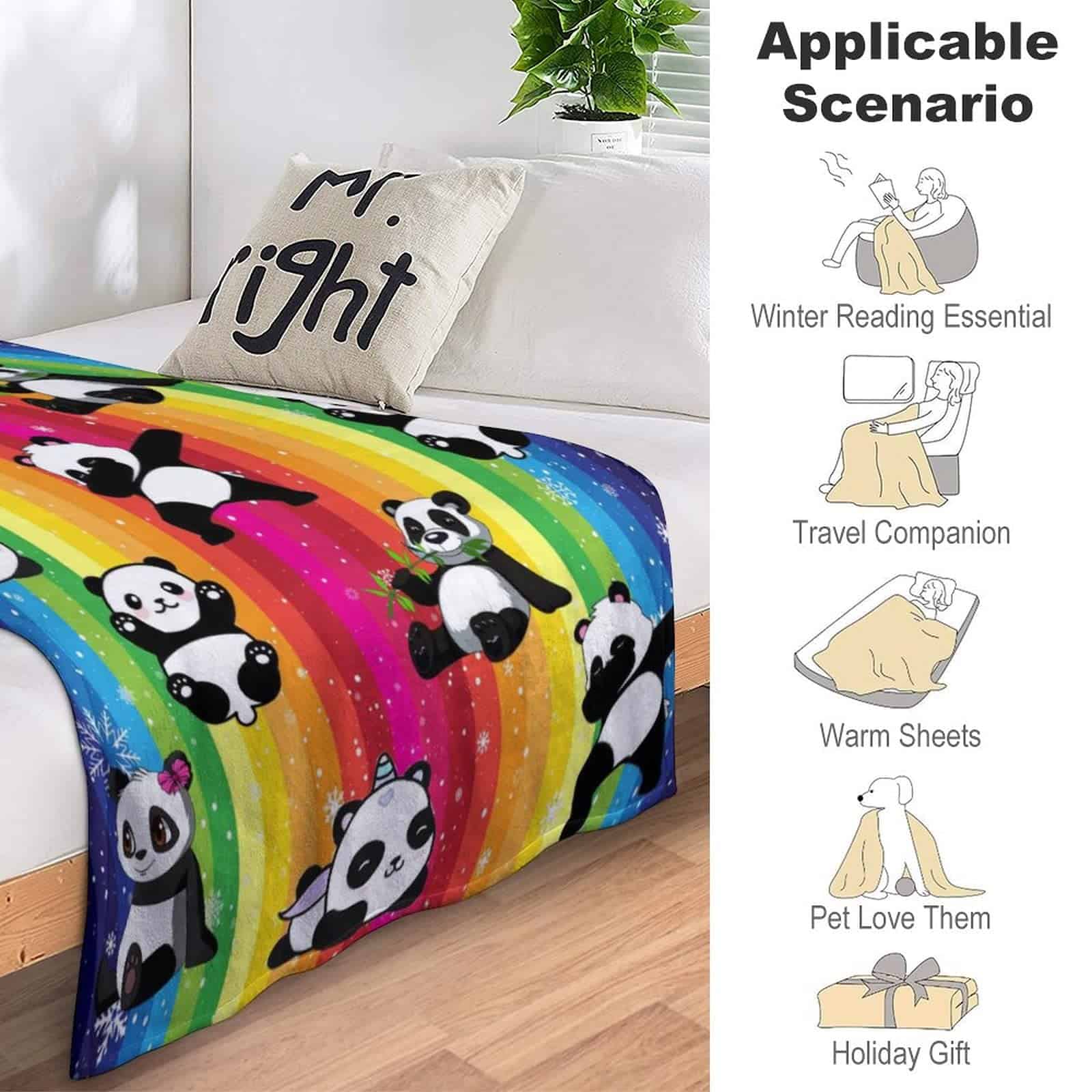 Manta de Panda Linda Suave Ligera de Franela Fleece con - Imagen 6