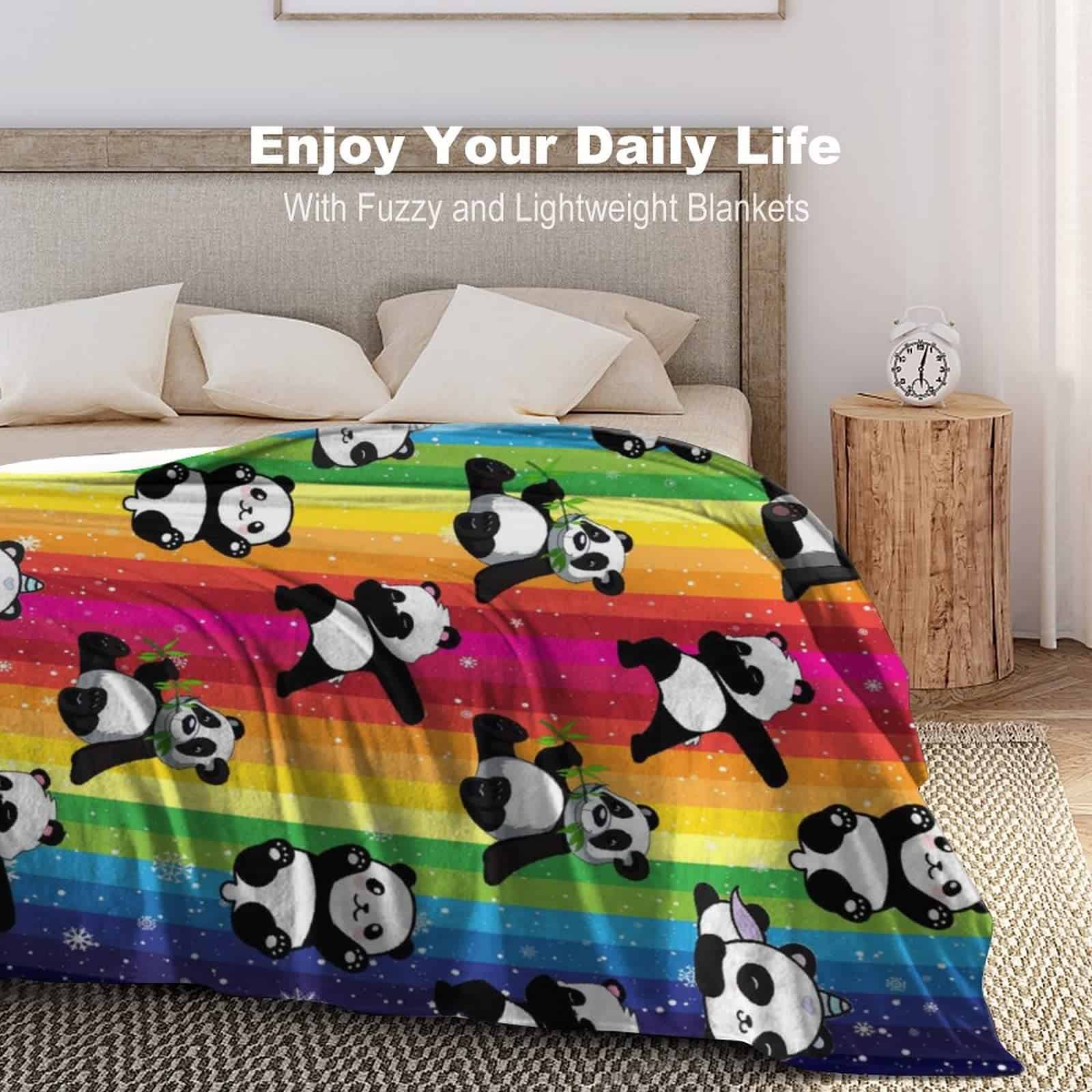 Manta de Panda Linda Suave Ligera de Franela Fleece con - Imagen 7