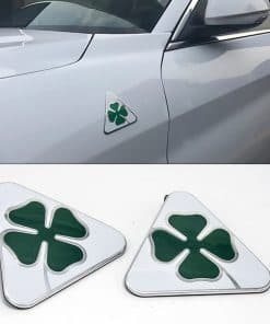 Juego de 2 pegatinas 3D de trébol de cuatro hojas para