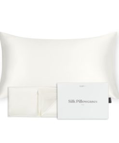 Funda de Almohada de Seda 100% Pura de -Blanco