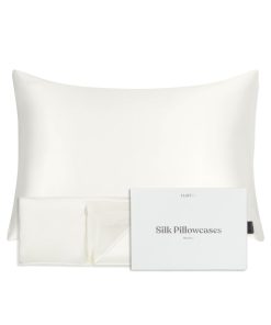 Funda de Almohada de Seda 100% Pura de -Blanco