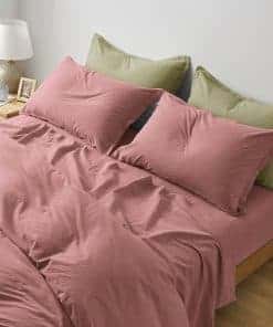 Juego de sábanas ajustables de chambray de algodón lavado