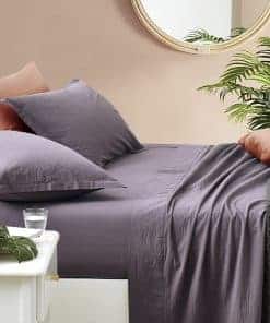 Juego de sábana ajustable Eikei Washed Cotton Chambray de