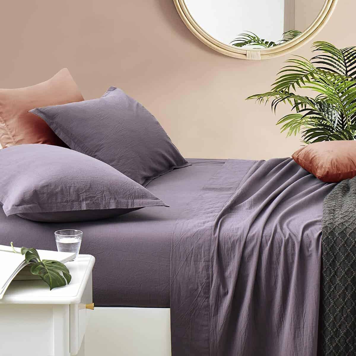 Juego de sábana ajustable Eikei Washed Cotton Chambray de