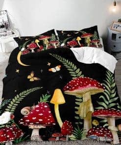 Juego de Ropa de Cama con 3 Piezas de Hongo Rojo, Edredón