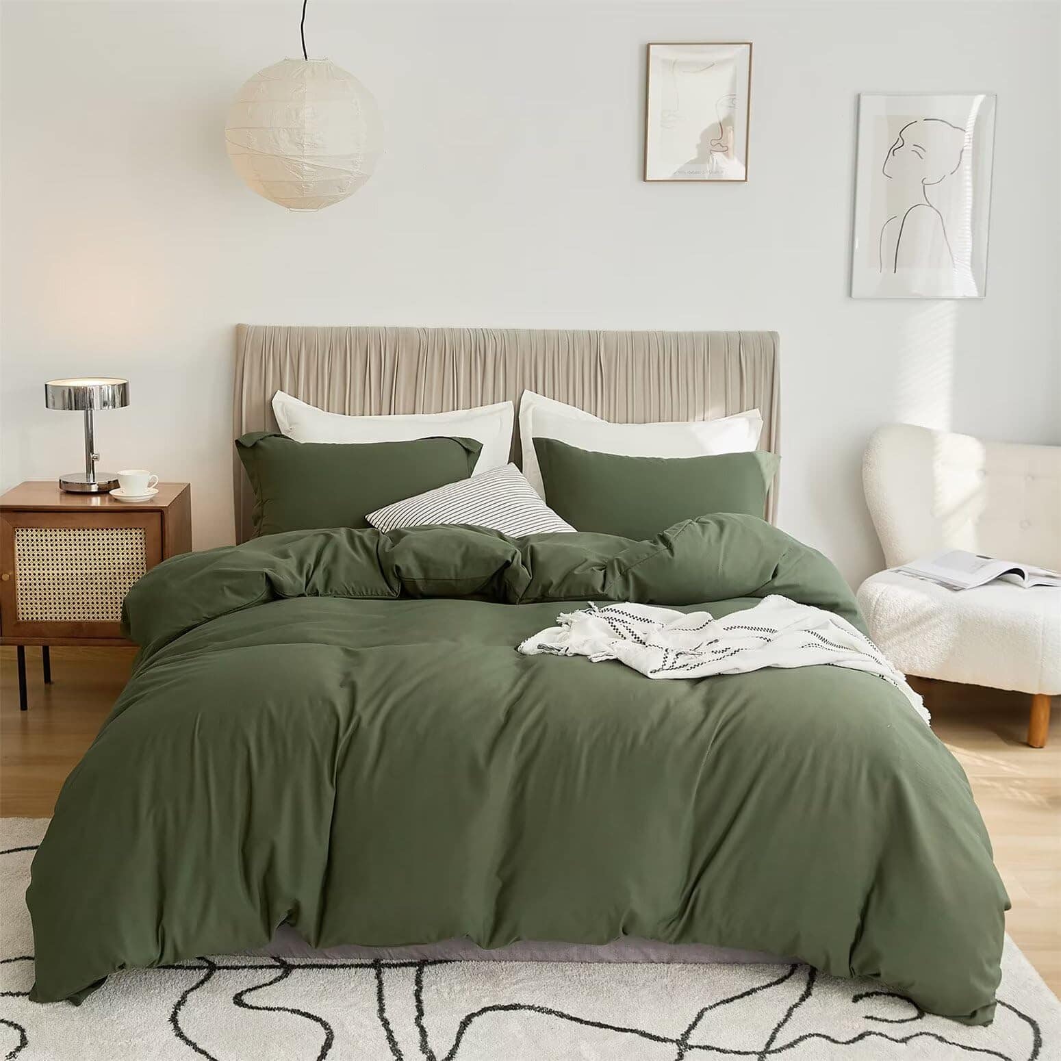 VClife Modern Army Green Duvet Cover Queen Comforter Cover