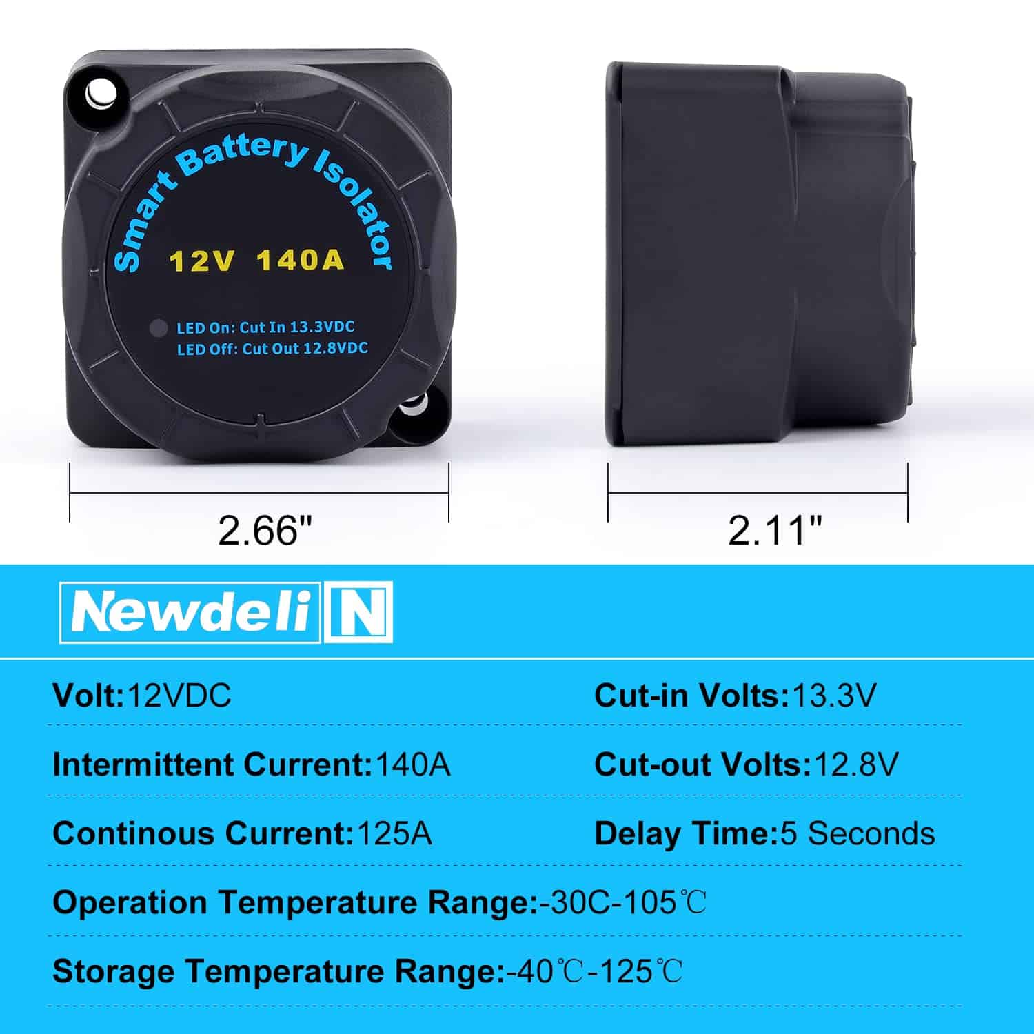 Kit de Aislador de Batería Dual Newdeli, Relé de 12V 140 - Imagen 4