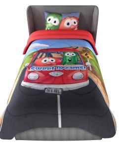Set de Edredón Gemelo de 4 Piezas VeggieTales para Niñas,