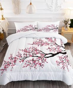 Conjunto de edredón con flores de cerezo de Asia romántico