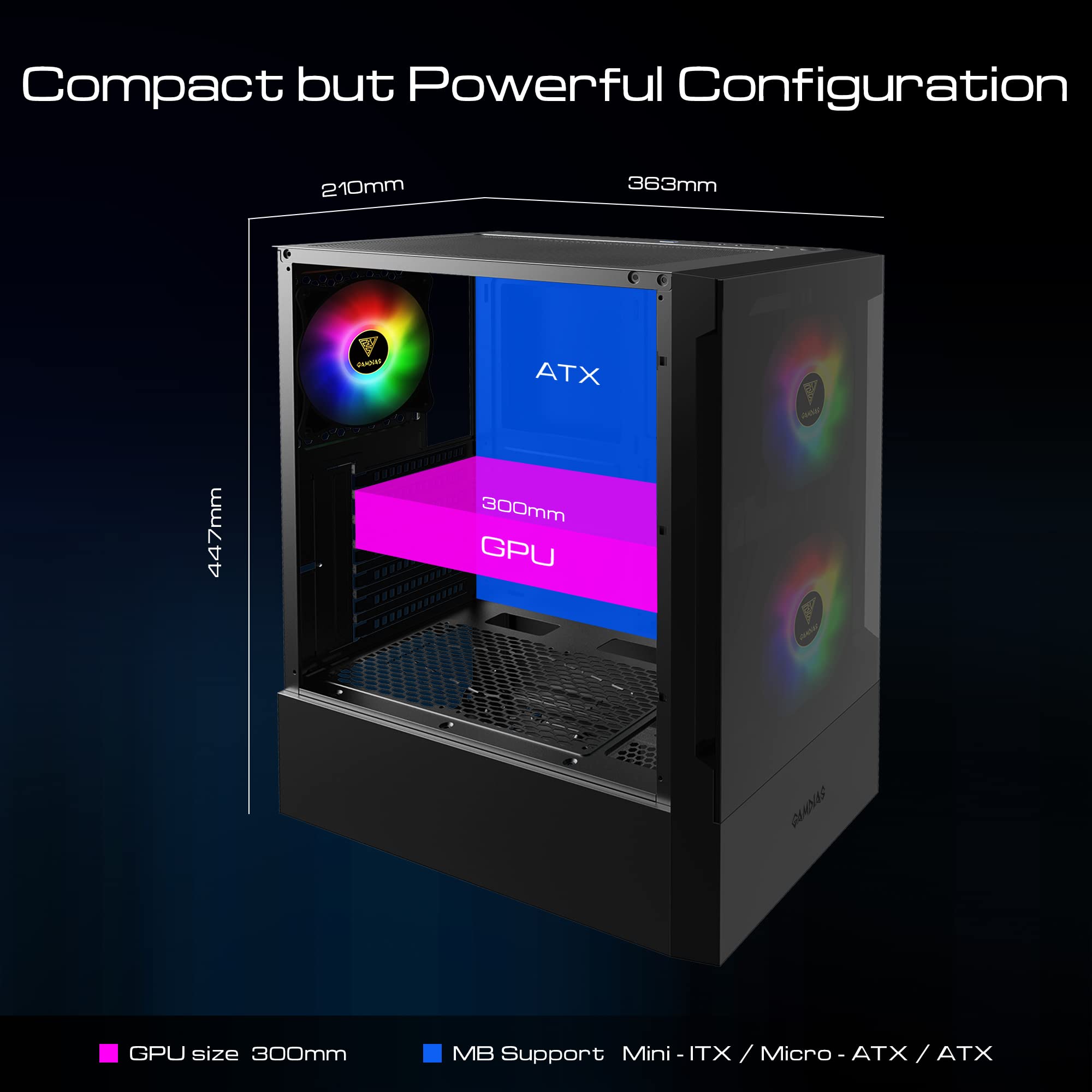 Gamdias Caja de Computadora ATX Mid Tower para Gaming RGB - Imagen 7