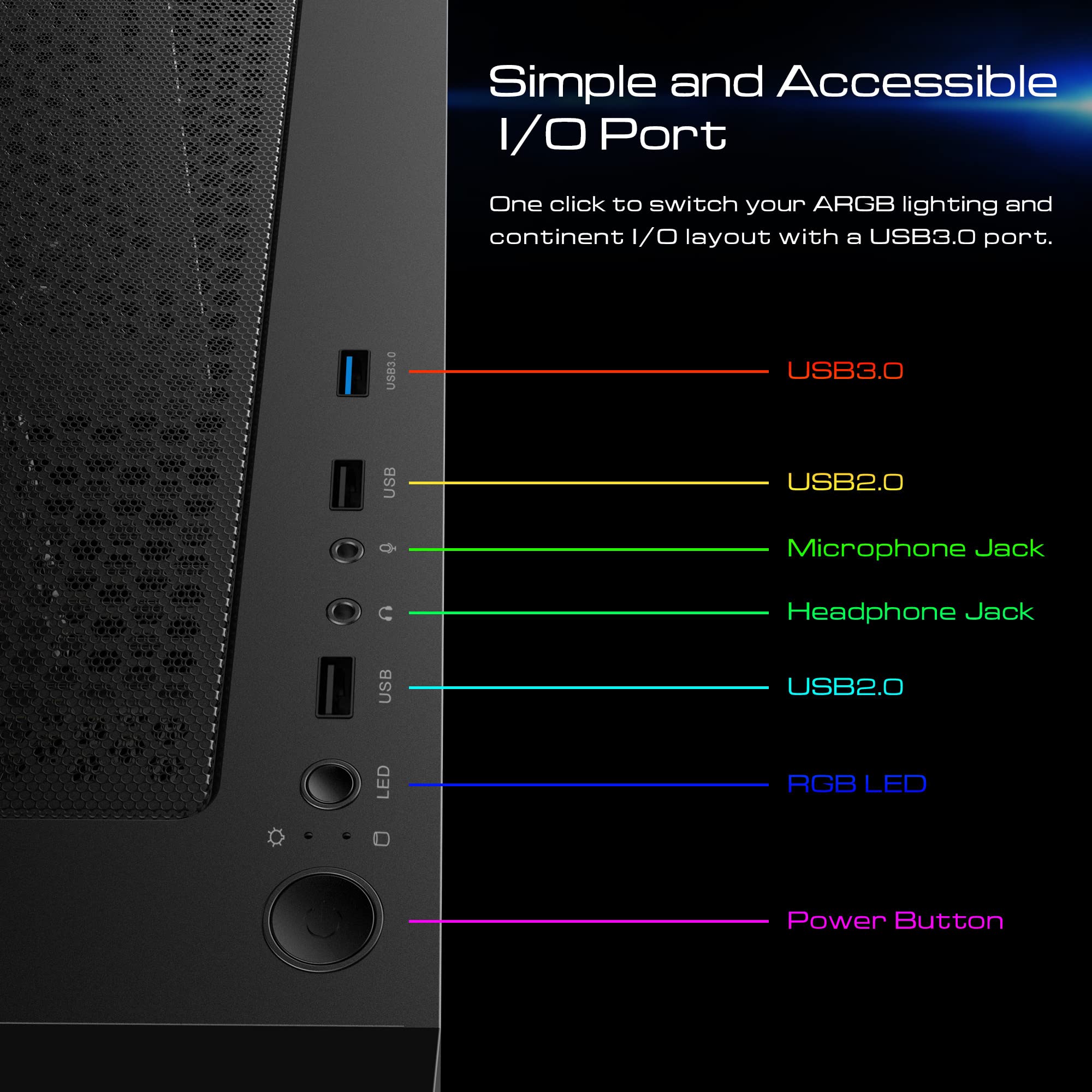 Gamdias Caja de Computadora ATX Mid Tower para Gaming RGB - Imagen 8