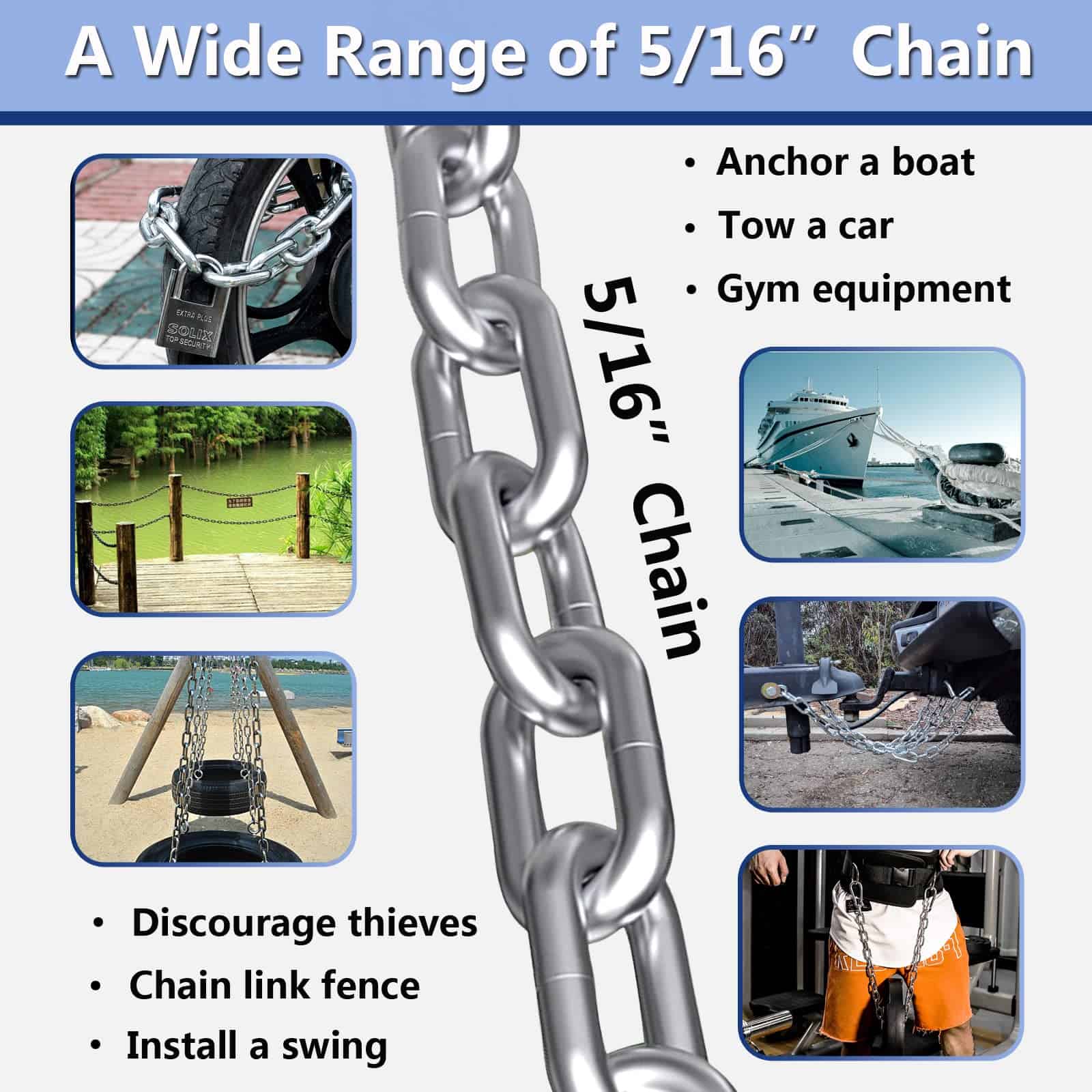 Cadena de Acero Inoxidable, Ekunbuy Cadena de Acero - Imagen 7