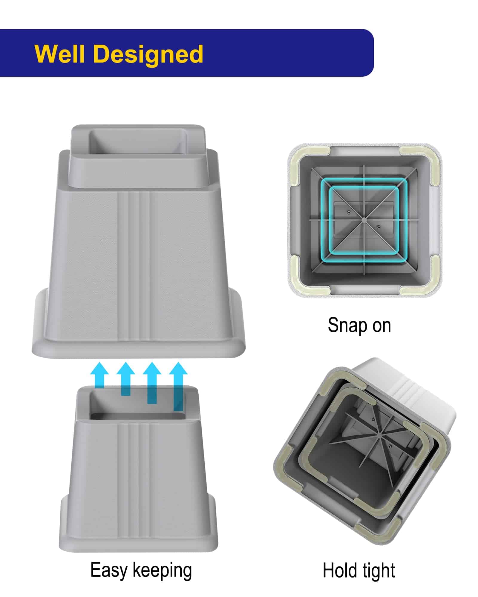 Elevadores de cama ajustables de 8 piezas - Elevación en - Imagen 8