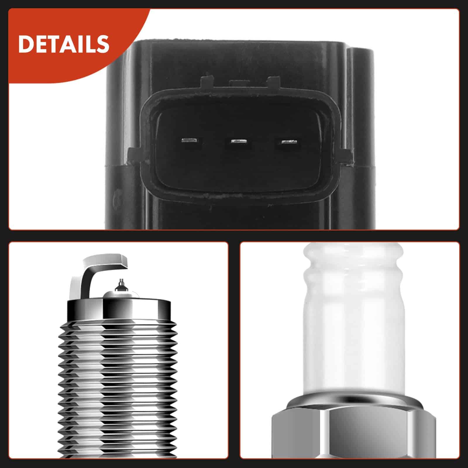 Conjunto de 4 bobinas de encendido (Negro) y bujías de - Imagen 9