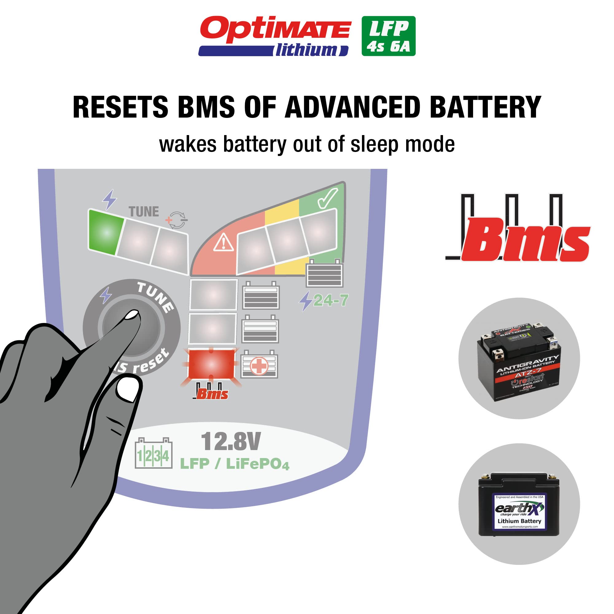 Tecmate OptiMate Lithium 4s 6A, TM391, Cargador y - Imagen 6