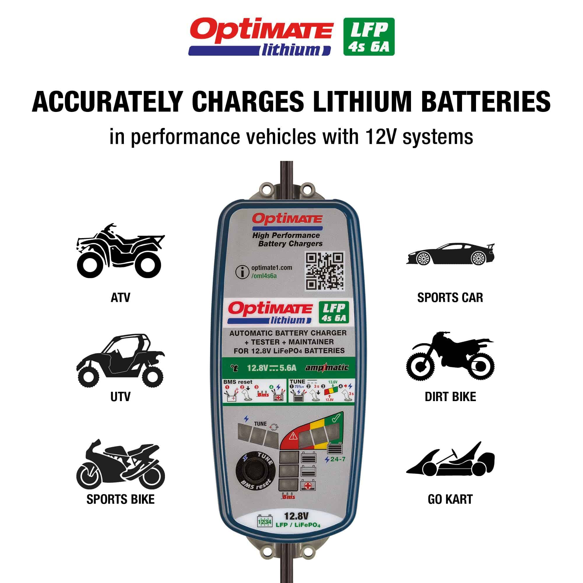 Tecmate OptiMate Lithium 4s 6A, TM391, Cargador y - Imagen 3