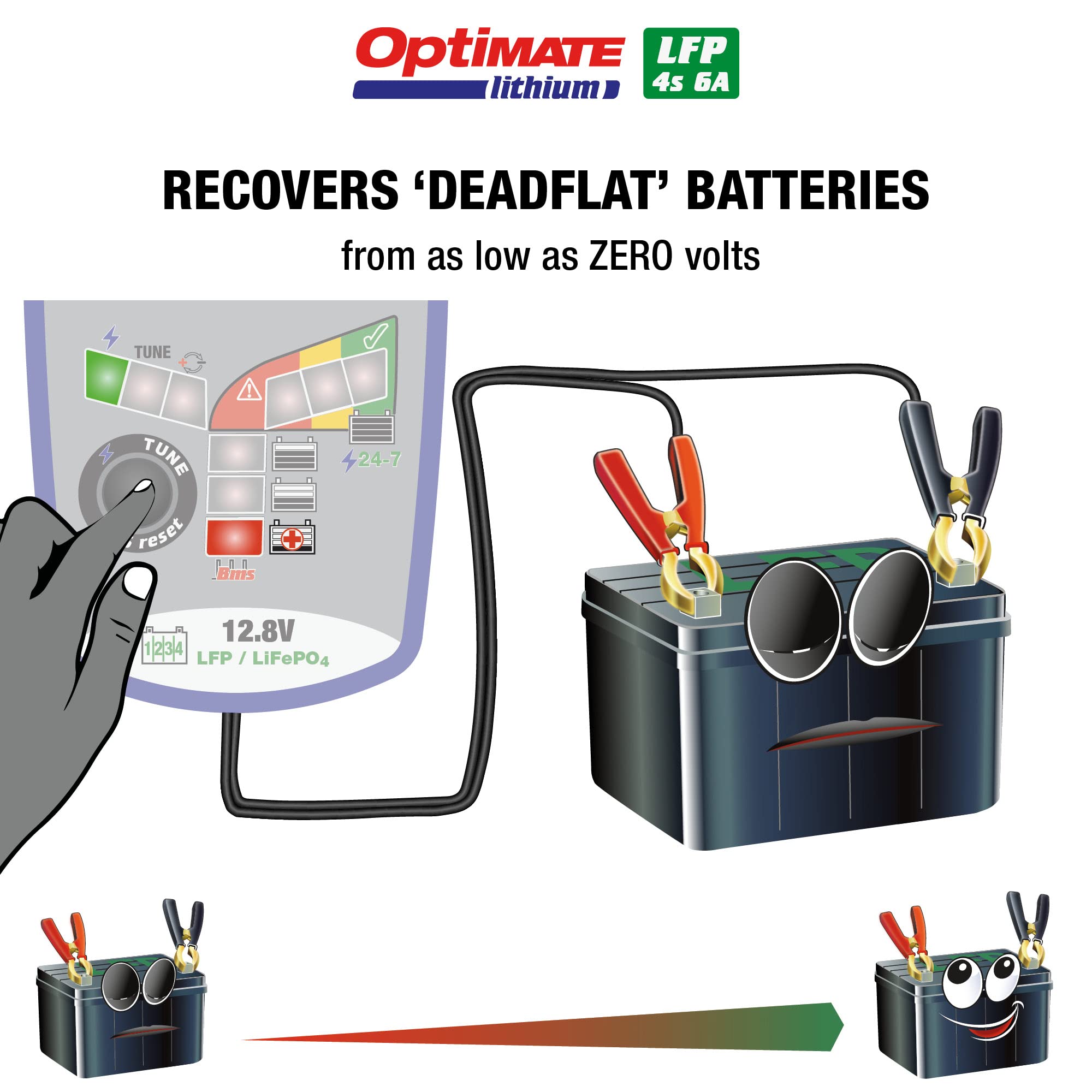 Tecmate OptiMate Lithium 4s 6A, TM391, Cargador y - Imagen 8