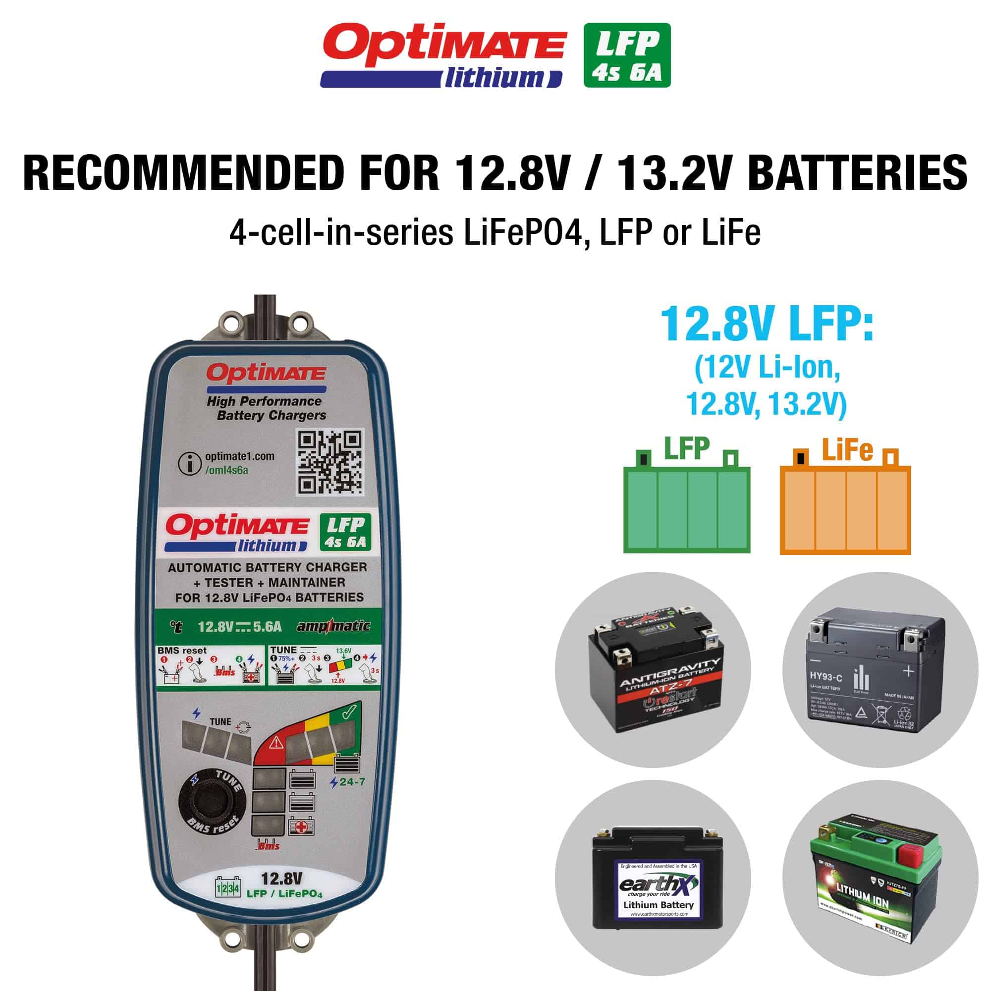 Tecmate OptiMate Lithium 4s 6A, TM391, Cargador y - Imagen 4