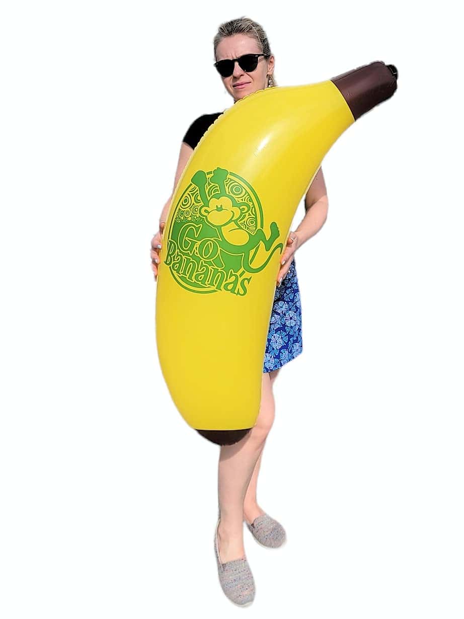 Paquete de 12 Plátanos Inflables Amarillos (46") de Vinilo. - Imagen 4