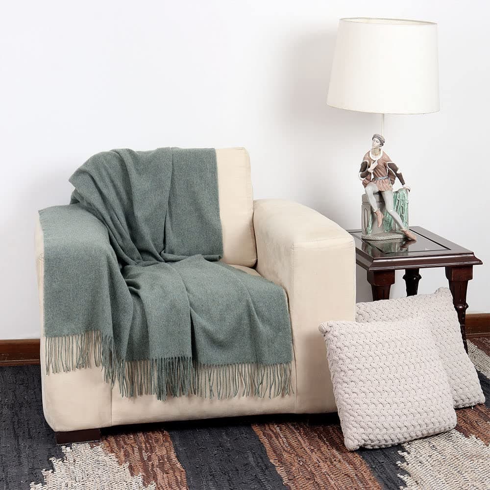 Manta de Lana de Alpaca Arequipa Pride -Verde Suave - Imagen 4