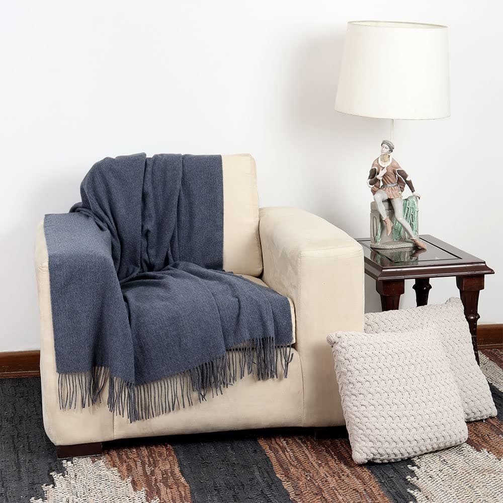 Manta de Lana de Alpaca Arequipa Pride -Azul Jean - Imagen 4