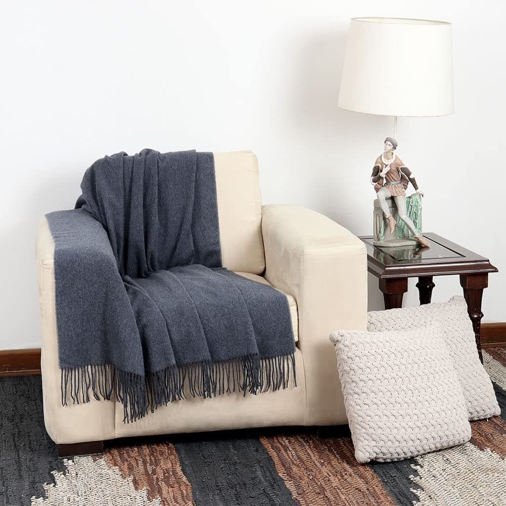 Manta de Lana de Alpaca Arequipa Pride -Azul Denim - Imagen 4