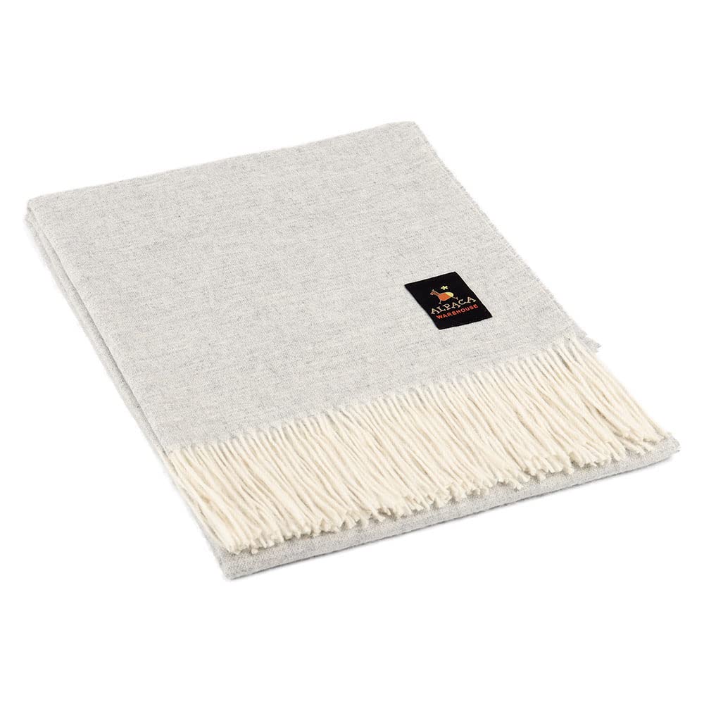 Manta de Lana de Alpaca Arequipa Pride Tejida -Gris Perla