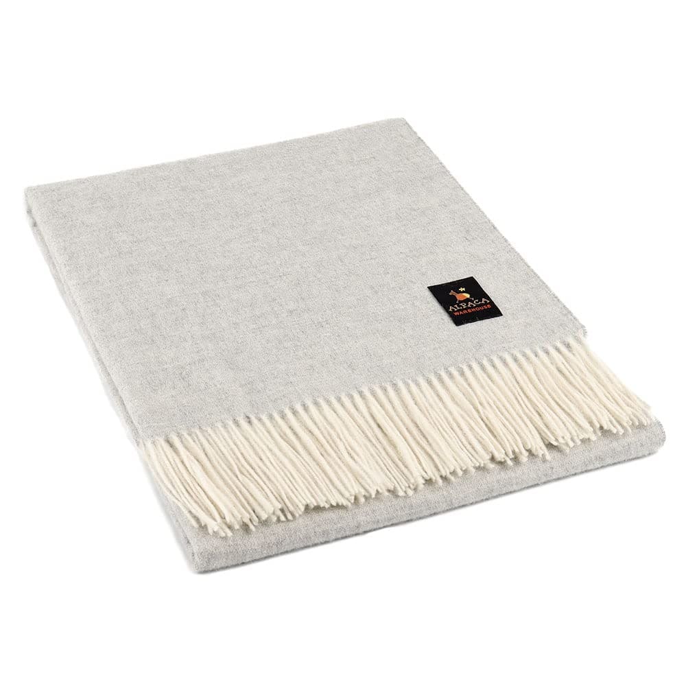 Manta de Lana de Alpaca Junin Pride Tejida -Gris Perla