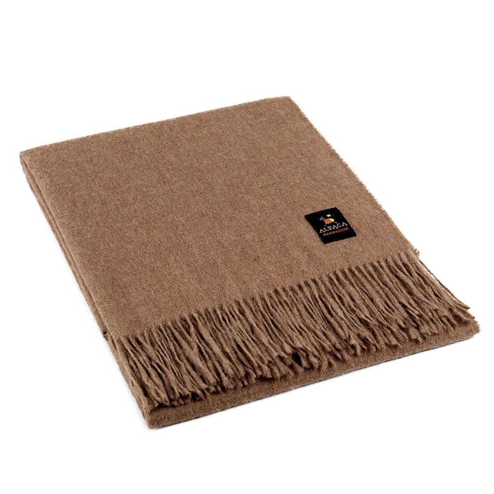 Manta de Lana de Alpaca Junin Pride Tejida -Canela