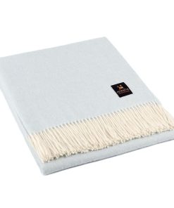 Manta de Lana de Alpaca Junin Pride Tejida -Celeste Claro