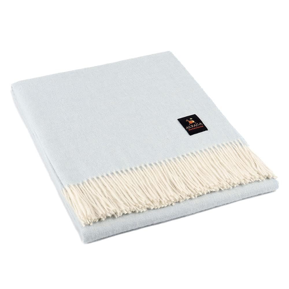 Manta de Lana de Alpaca Junin Pride Tejida -Celeste Claro