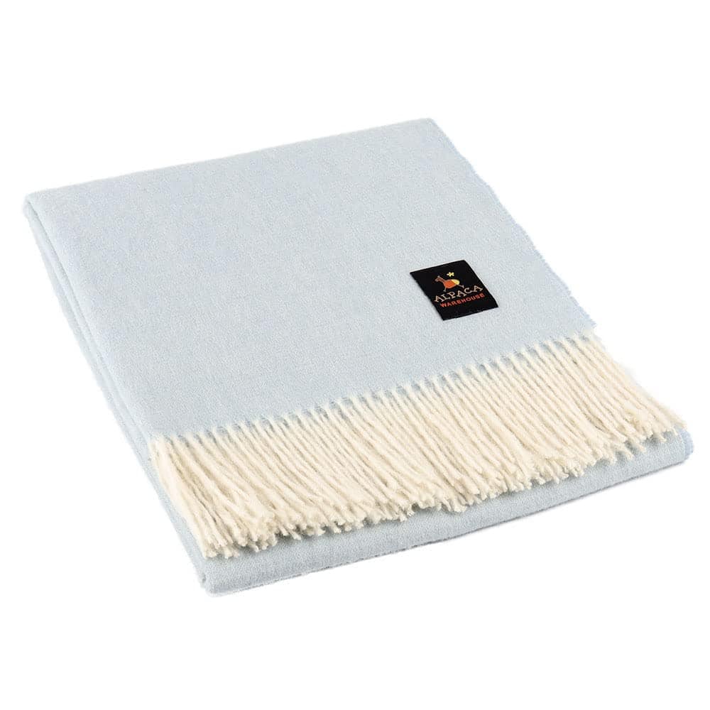 Manta de Lana de Alpaca Arequipa Pride Tejida -Azul Cielo