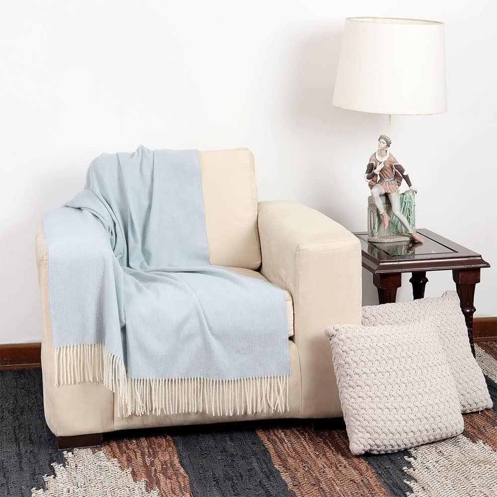 Manta de Lana de Alpaca Arequipa Pride Tejida -Azul Cielo - Imagen 4